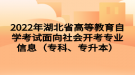 2022年湖北省高等教育自學(xué)考試面向社會開考專業(yè)信息（?？?、專升本）