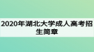 2020年湖北大學成人高考招生簡章