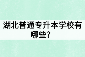 湖北普通專升本學(xué)校有哪些？