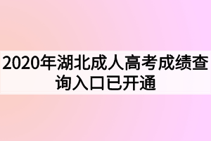 2020年湖北成人高考成績(jī)查詢?nèi)肟谝验_通