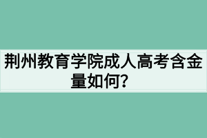 荊州教育學(xué)院成人高考含金量如何？