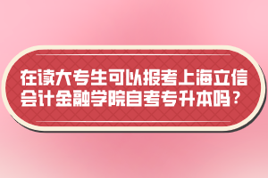 在讀大專生可以報考上海立信會計金融學(xué)院自考專升本嗎？