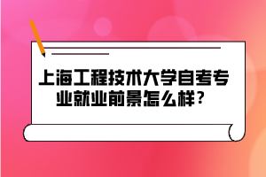 上海工程技術大學自考專業(yè)就業(yè)前景怎么樣？