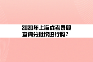 2020年上海成考錄取查詢分批次進(jìn)行嗎？