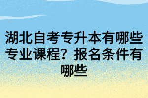 湖北自考專升本有哪些專業(yè)課程？報(bào)名條件有哪些