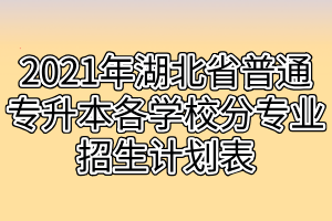 2021年湖北省普通專升本各學校分專業(yè)招生計劃表