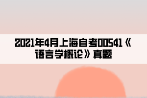 2021年4月上海自考00541《語言學概論》真題