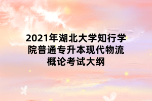 2021年湖北大學(xué)知行學(xué)院普通專升本現(xiàn)代物流概論考試大綱