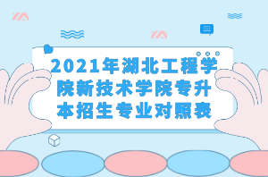 2021年湖北工程學院新技術學院專升本招生專業(yè)對照表