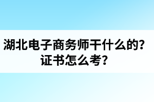 湖北電子商務(wù)師是干什么的？證書怎么考？