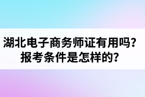 湖北電子商務(wù)師證書有用嗎？電子商務(wù)師報考條件是怎樣的？