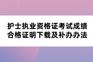 護(hù)士執(zhí)業(yè)資格證考試成績合格證明下載及補(bǔ)辦辦法