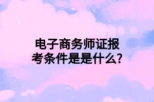 電子商務師證報考條件是是什么_