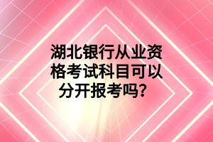 湖北銀行從業(yè)資格考試科目可以分開(kāi)報(bào)考嗎？