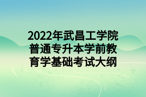 2022年武昌工學(xué)院普通專升本學(xué)前教育學(xué)基礎(chǔ)考試大綱